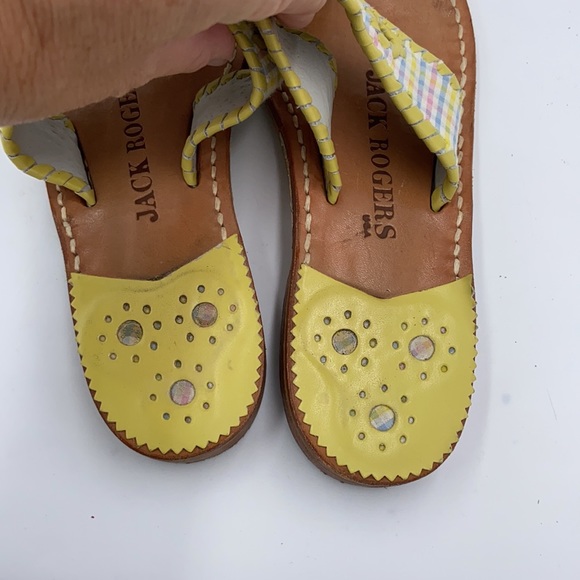 Euc Jack Rogers pastel plaid whipstitch sandals 5 - Picture 6 of 9